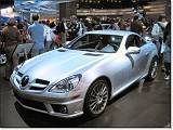  A Mercedes SLK350 shows off it's SLR-inspired styling.  While stubby, it's fairly hefty, but the 3.5 liter V-6 has good power to keep it moving.